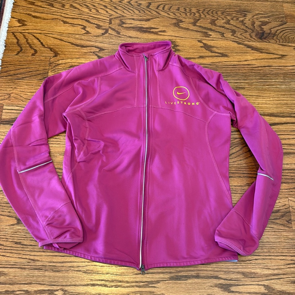 Nike Livestrong Dri fit top zip up sweatshirt sz M purple